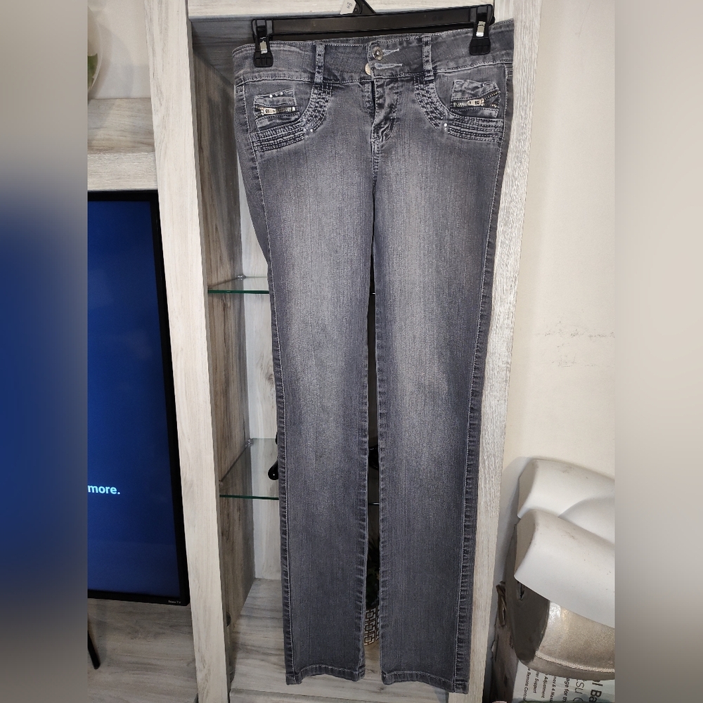 Equilibrium Gray Colombian Jeans Butt Lift Wear Denim SZ 3, Waist 28"